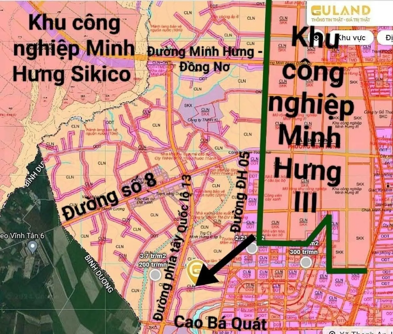 Đất dân gần KCN Minh Hưng, Bình Phước diện tích 666m2 giá 99tr/m ngang