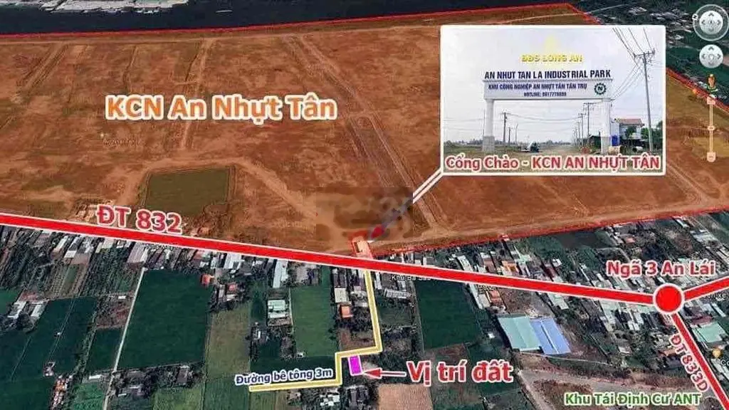 Đất thổ cư đối KCN An Nhựt Tân 50m