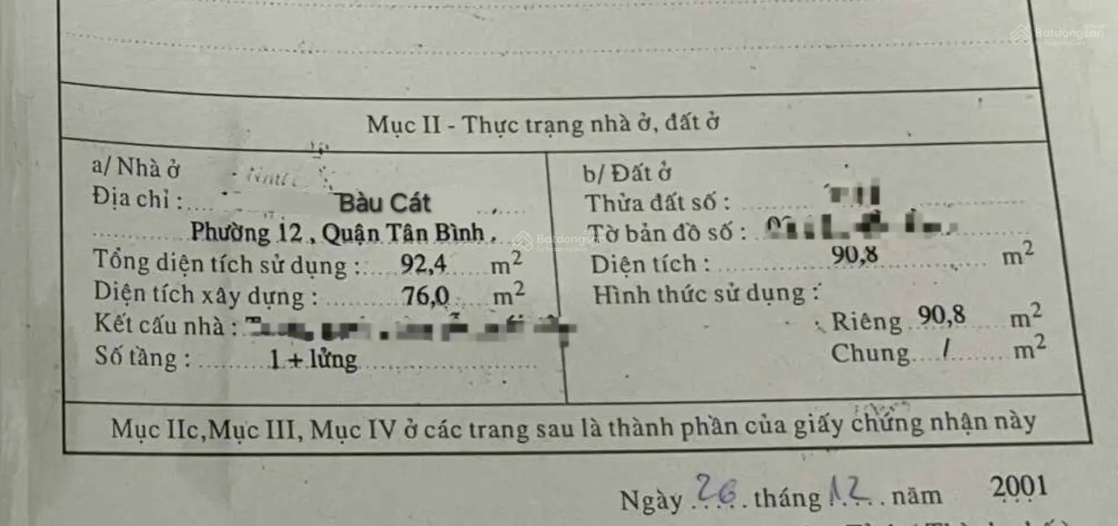 Bán nhà riêng đường Bàu Cát Tân Bình. 4x23, đường 10m. Nhà được tặng, kẹt tiền bán giá rẻ.