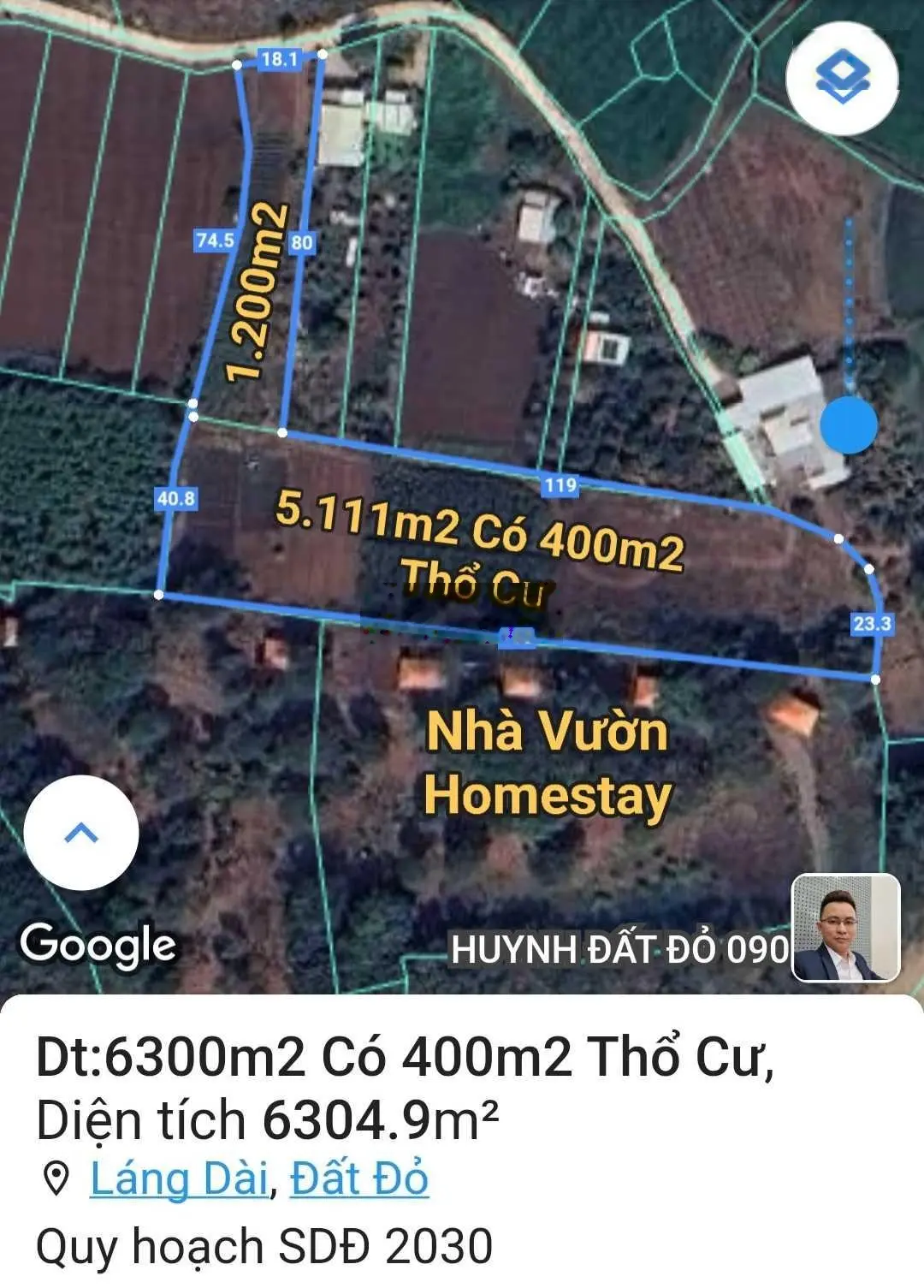 Bán Đất Xã Láng Dài Dt:6.300m2 Có 400m2 Thổ Cư, Nằm Gần Chợ Láng Dài, Thích Hợp Làm View Nghĩ Dưỡng