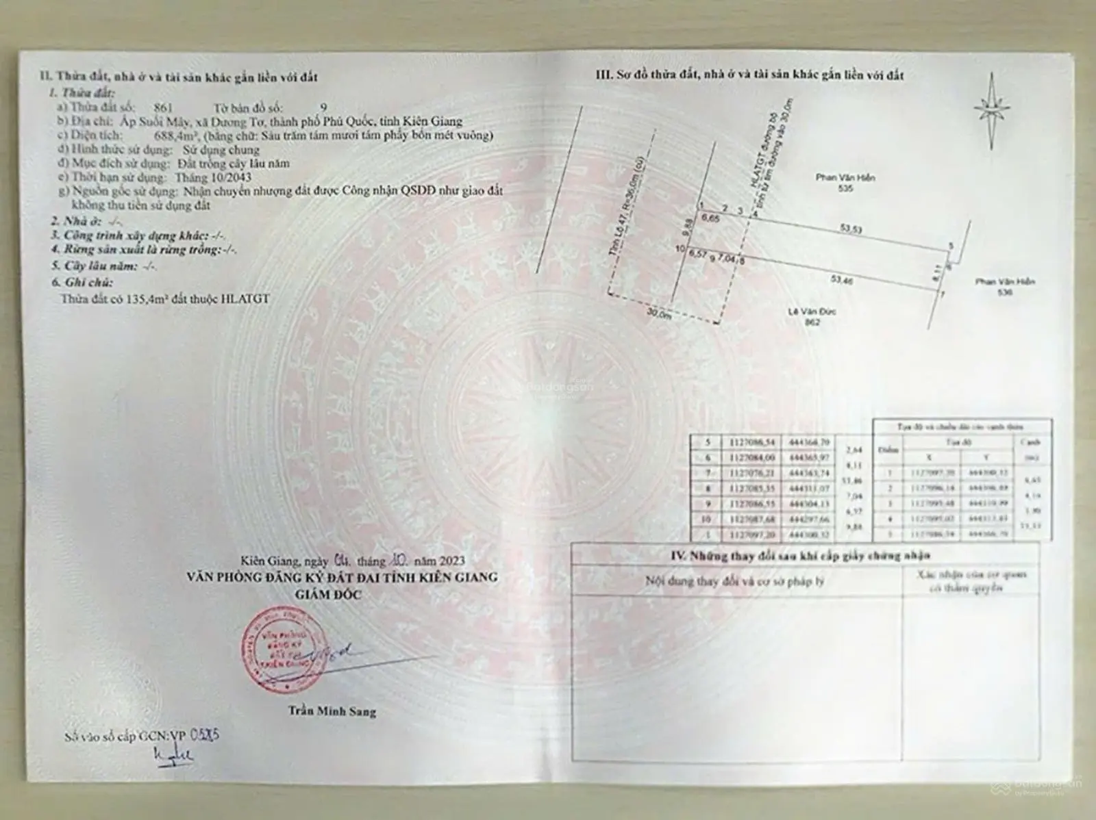 Bán lô đất 688m2 mặt đường 30/4 kéo dài, có sẵn thổ cư. Kinh doanh tốt, chủ bán gấp giá quá kẹt