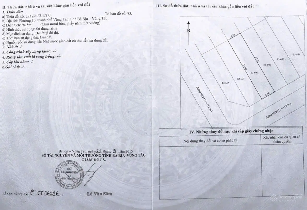 Bán đất TTĐT Chí Linh 1, P10 Tp Vũng Tàu khu 18 tầng. S=95m2. LH 0914 653 ***