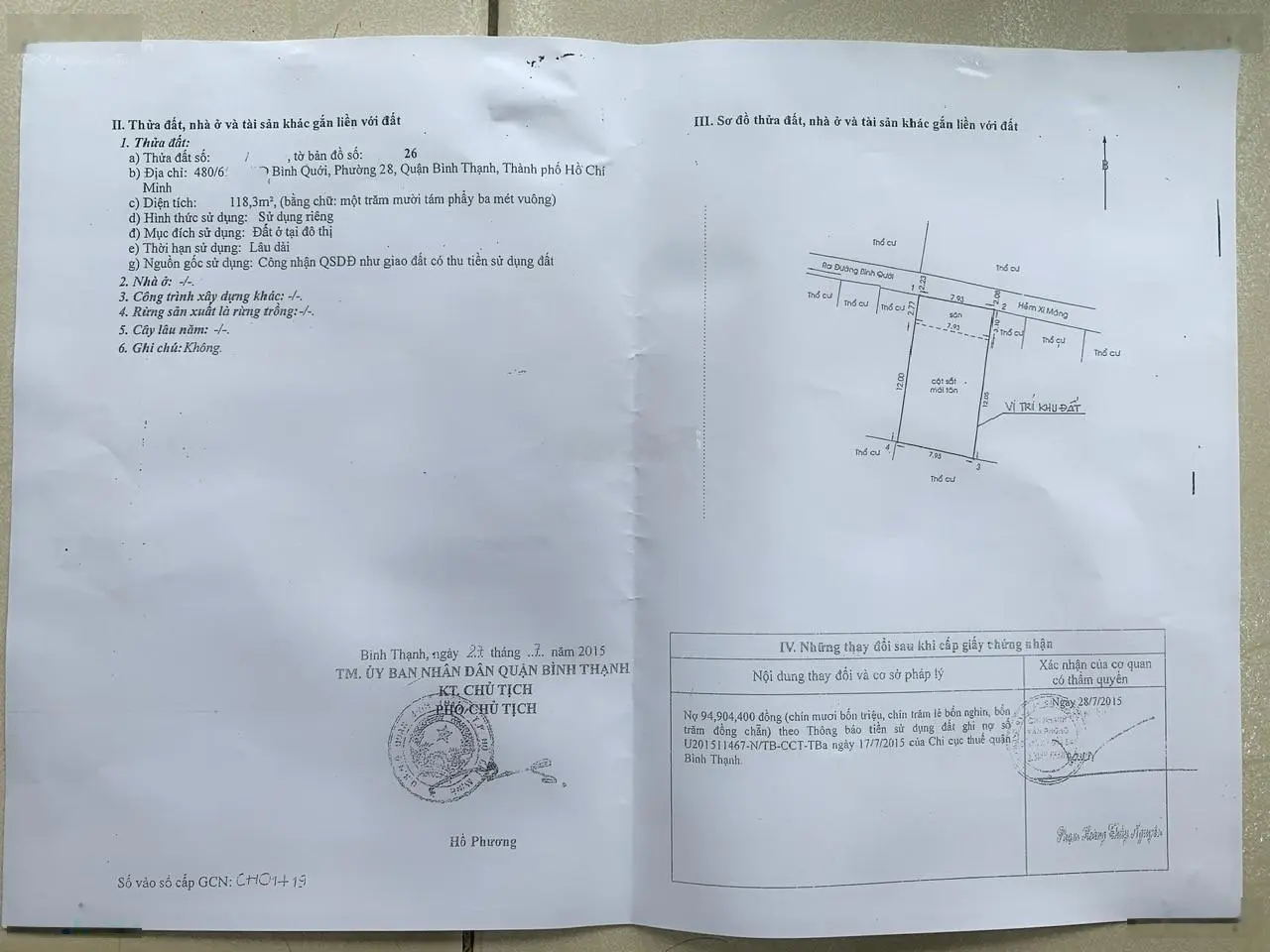 Bán nhà có 6 phòng cho thuê, hẻm 480// đg Bình Quới, P28, Bình Thạnh: DT 118m2. giá 5,6 tỷ