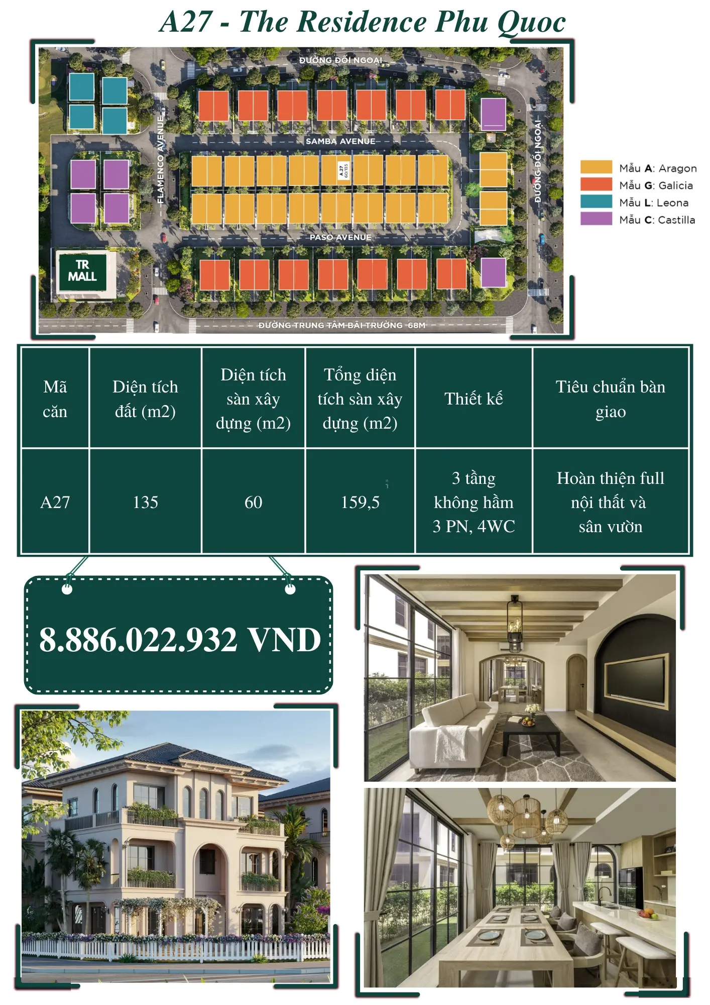 Siêu hot - duy nhất căn biệt thự biển A27 - 135m2 - bàn giao ngay - giá siêu tốt 6.2 tỷ - sổ riêng