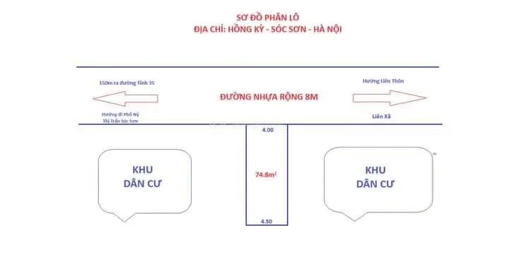 Bán đất trục chính kinh doanh tại Hồng Kỳ, Sóc Sơn. Diện tích 74,8m2, giá 1,1 tỷ