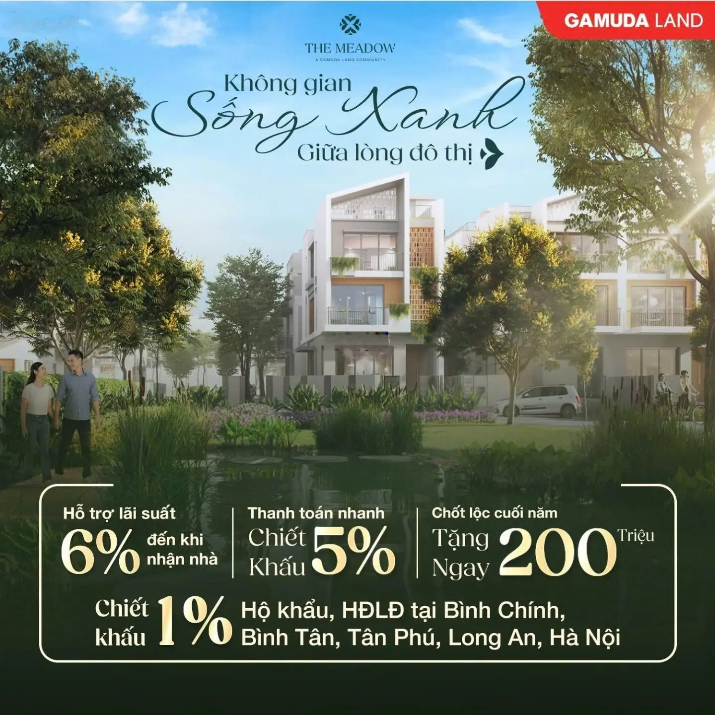 Tặng gói nội thất 250tr. Ck đến 8% khi booking nhà phố, biệt thự tại The Meadow của Gamuda