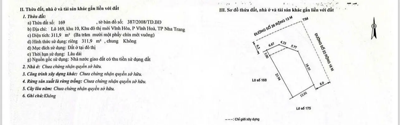 Bán 311.9m2 mặt tiền ôm góc 35m chỉ 15.595 tỷ (50tr/m2). Đường Trần Đăng ngay bến du thuyền NT