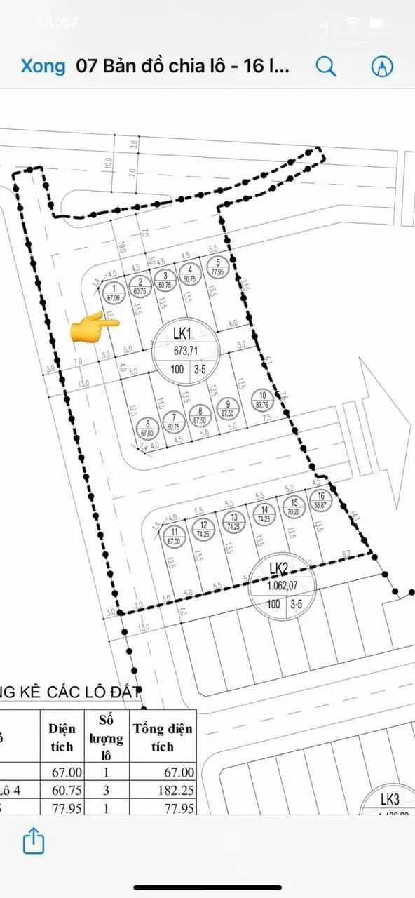 1.69 tỉ lô góc số 1. Đấu giá Chiêu Chinh, Nam Sơn, Kiến An 67m2 ngang 5m. Lô góc mặt ngoài đẹp nhất