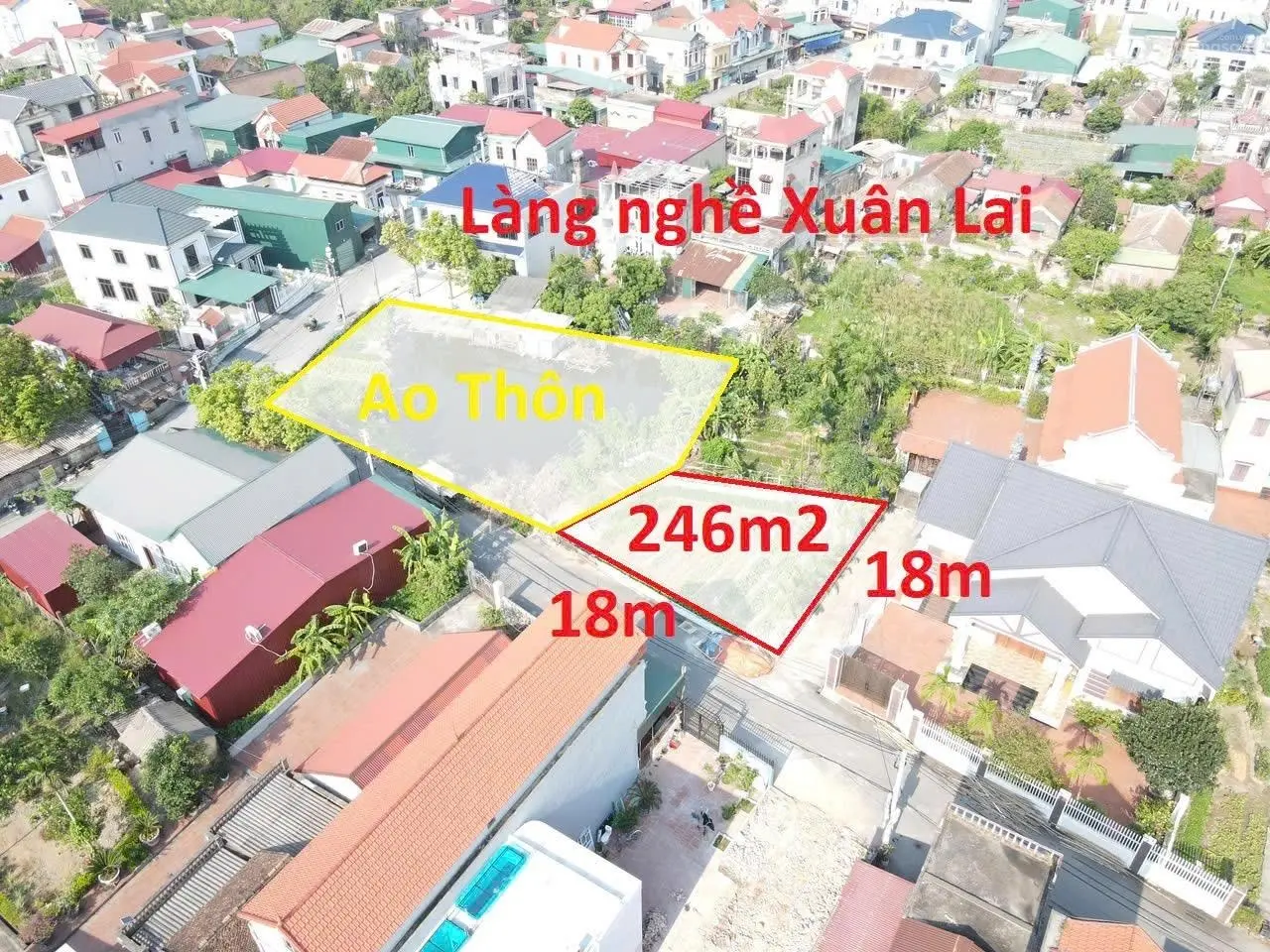 Chính chủ bán lô mặt kinh doanh Xuân Lai trục làng 246m2 sổ hồng mặt 18m giá 4.3 tỉ