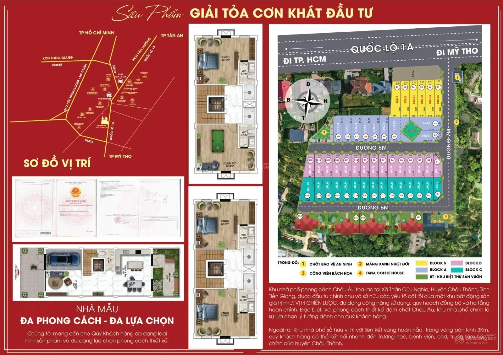 Khu nhà phố thiết kế Châu Âu - Bán 100m2 đất thổ cư, sổ hồng - giá hơn 1 tỷ