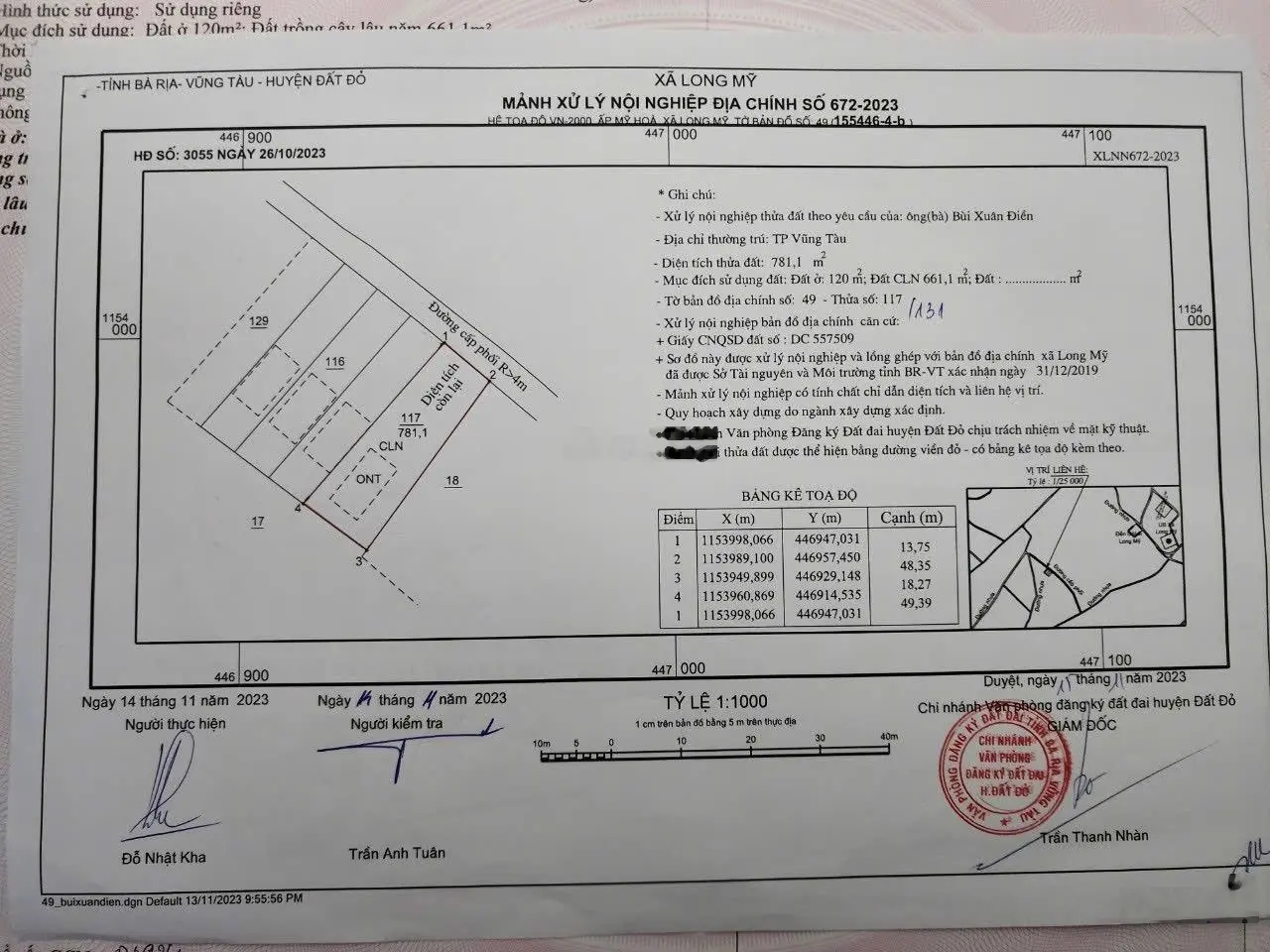 Bán đất DT 230m2 tại Đất Đỏ, Bà Rịa Vũng Tàu