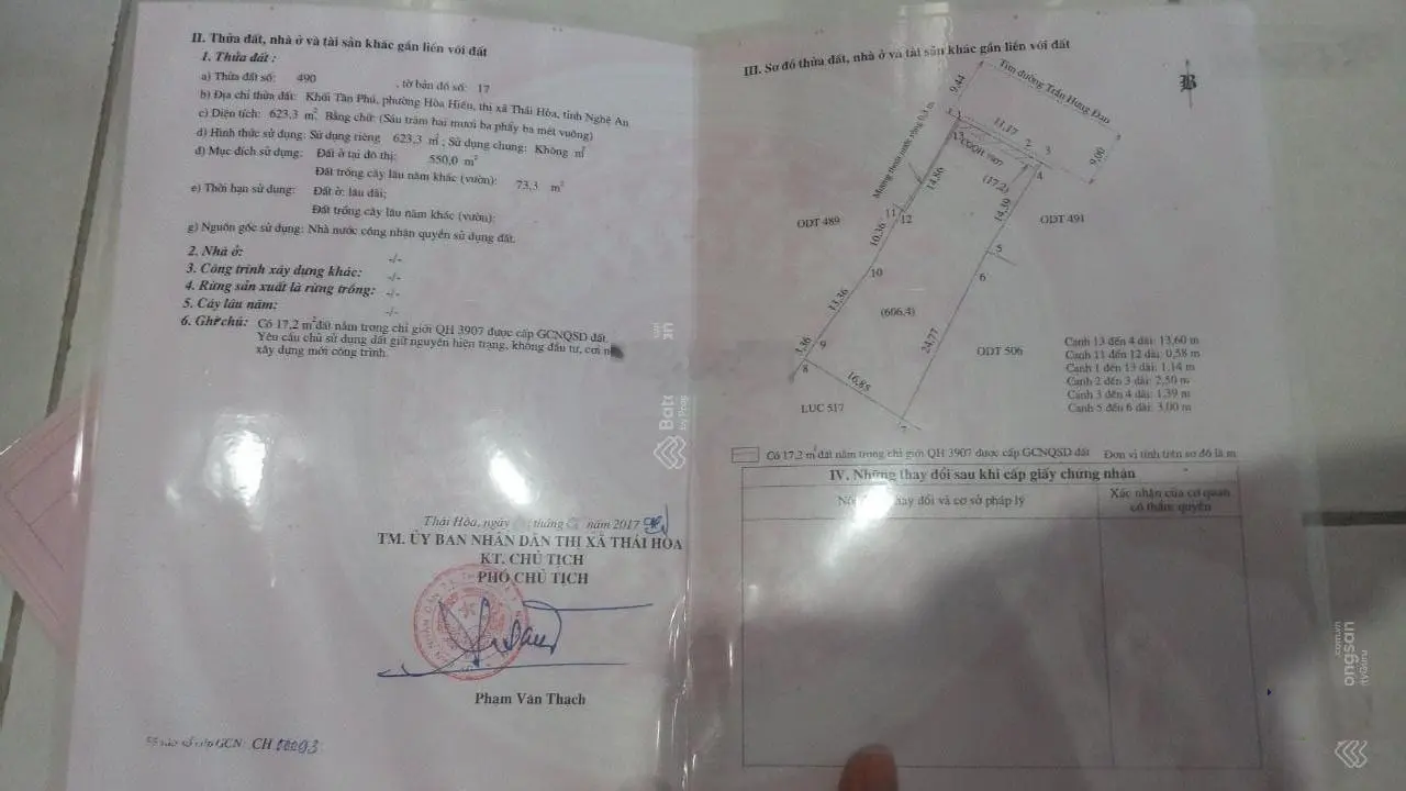 Chính chủ cần bán gấp đất MT đường Trần Hưng Đạo 820m2, thị xã Thái Hòa, Nghệ An. 25 tỉ 0937 755 ***