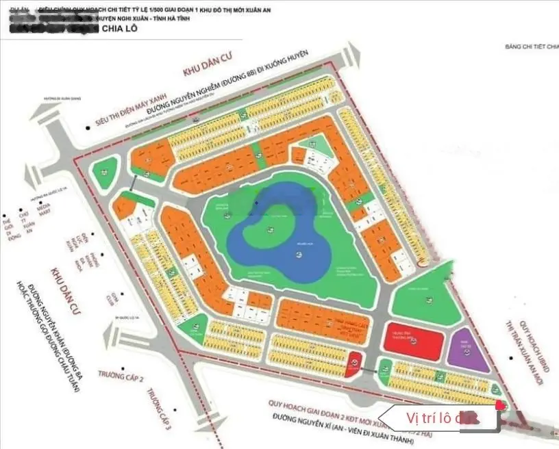 Bán lô đất 8x24 = 192m2 giá 1,7x tỷ lối 2 Đ Nguyễn Nghiễm cách khu đô thị Xuân An Green Park 200m