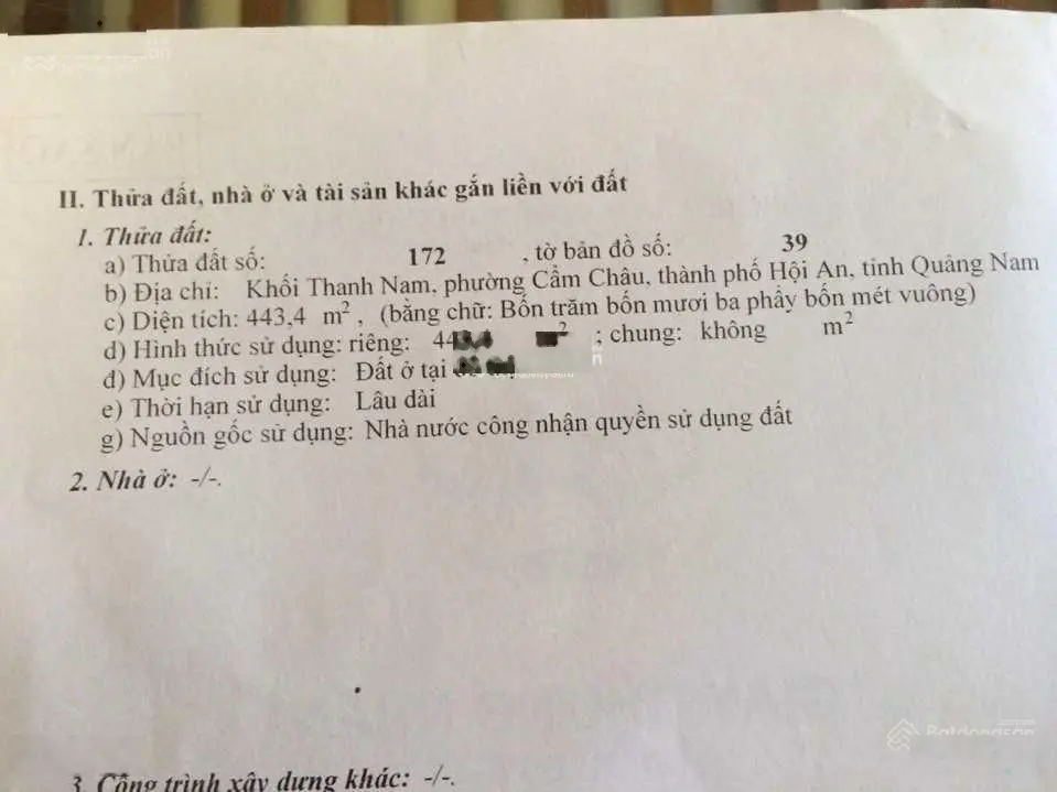 Bán đất mặt tiền đường Trần Quang Khải - Hội An - phù hợp xây khách sạn