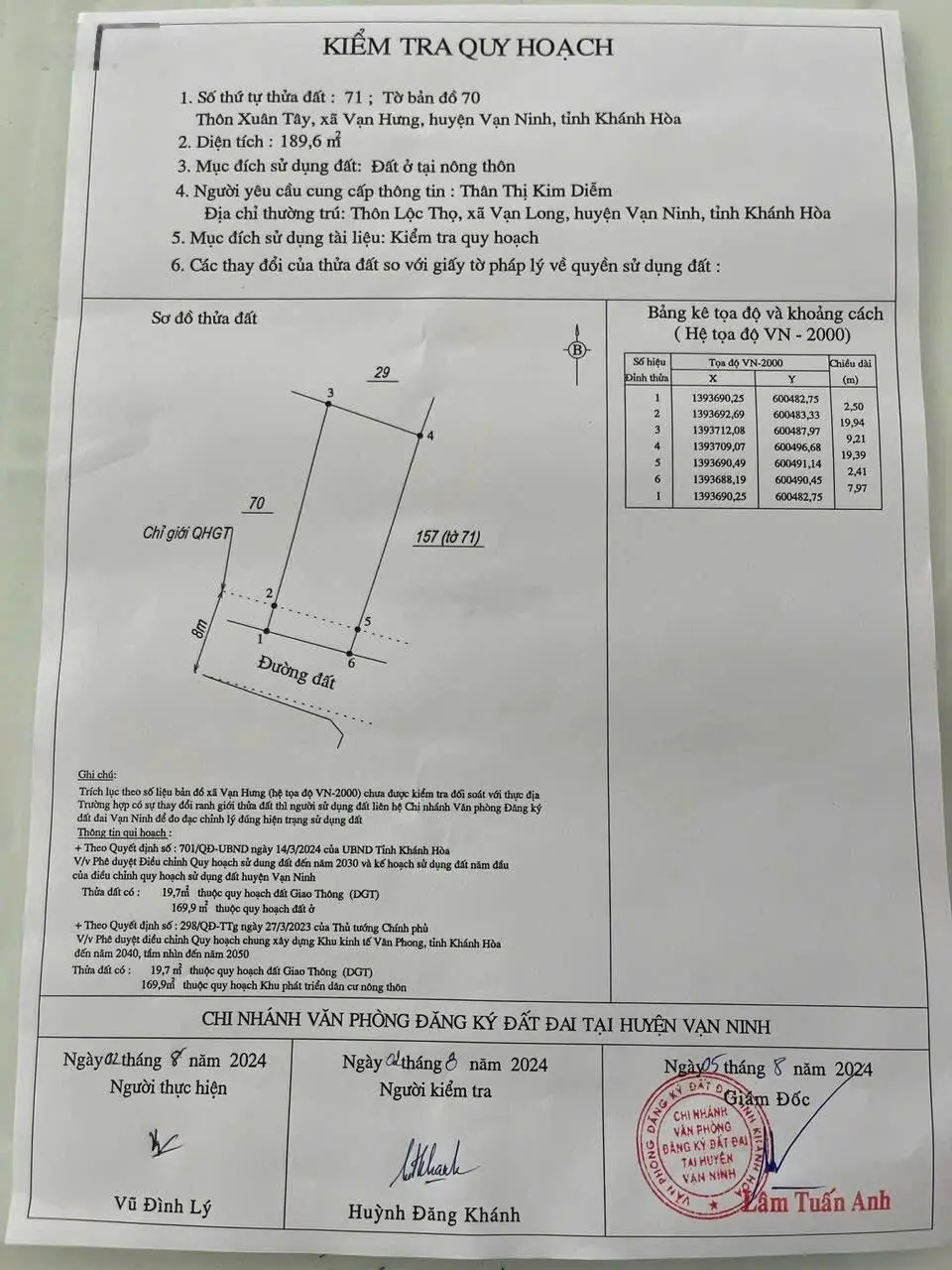 Bán lô đất thổ 189,6m2 đối diện khu công nghiệp Dốc đá Trắng, Vạn Hưng, Vạn Ninh giá rẻ chỉ 1,2 tỷ