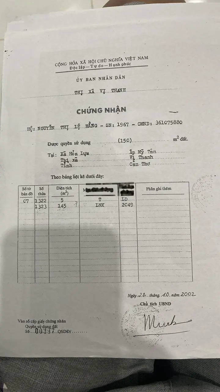 Cần tiền bán gấp đất SHR tại đường Trần Hưng Đạo, khu vực 4, P5, Vị Thanh, Hậu Giang