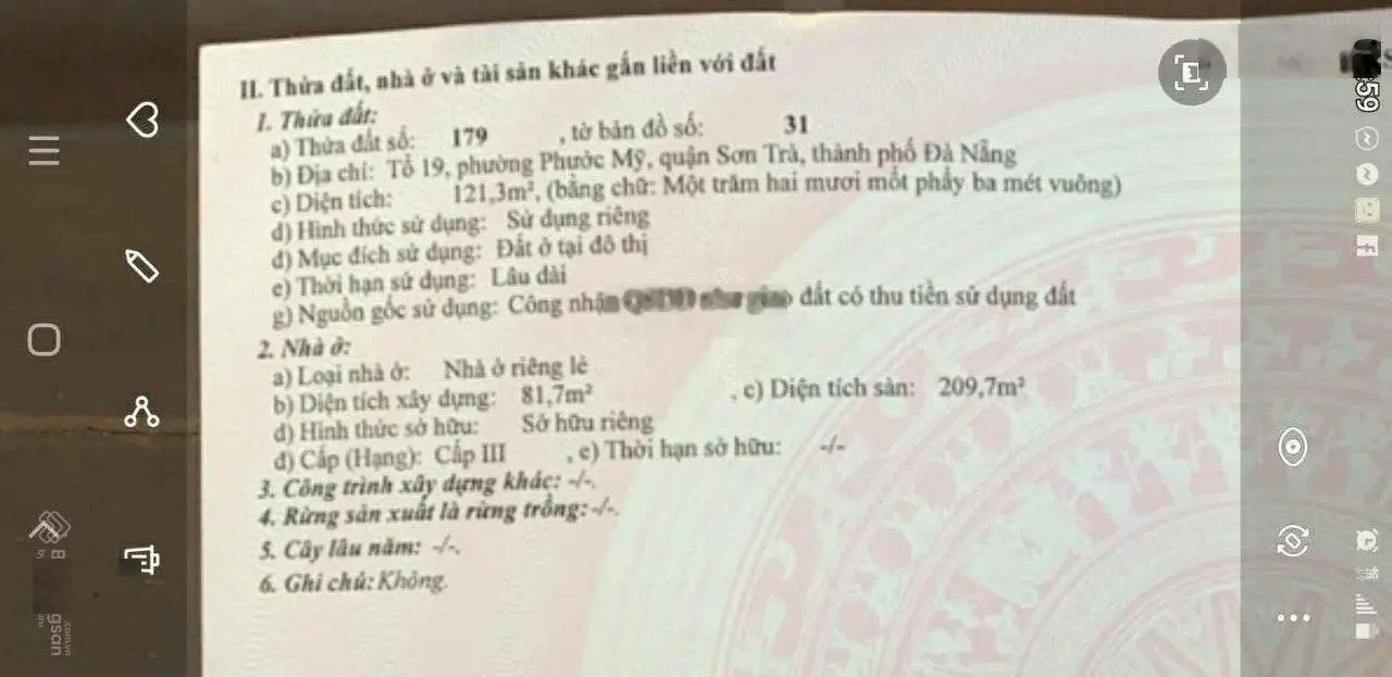 Bán căn góc 3 tầng đường 10m5 Chính Hữu Sơn Trà P. Phước Mỹ du lịch