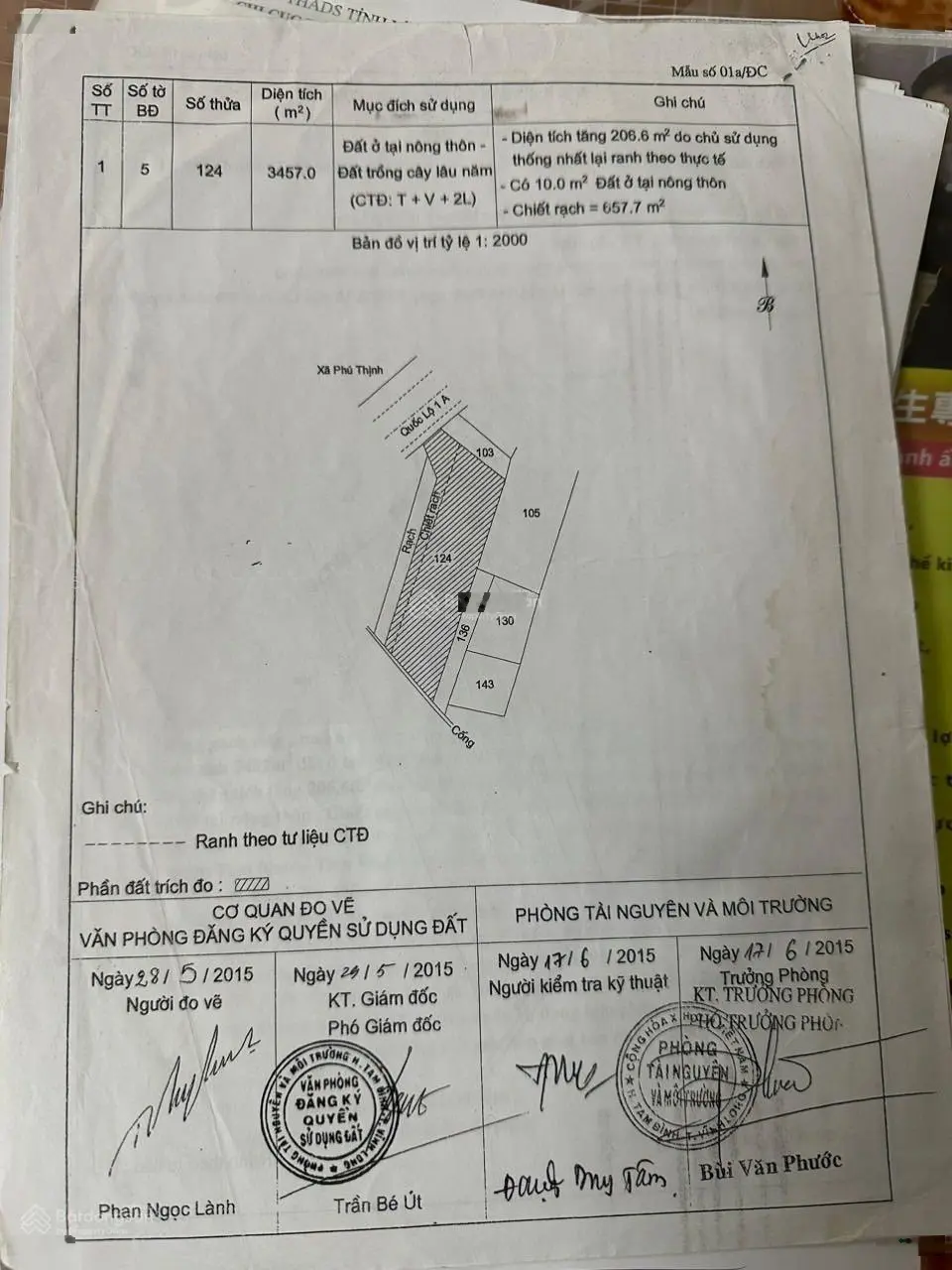 Cần bán đất mặt tiền QL1A 3500m2 Xã Song Phú, Vĩnh Long chỉ hơn 4 tỷ