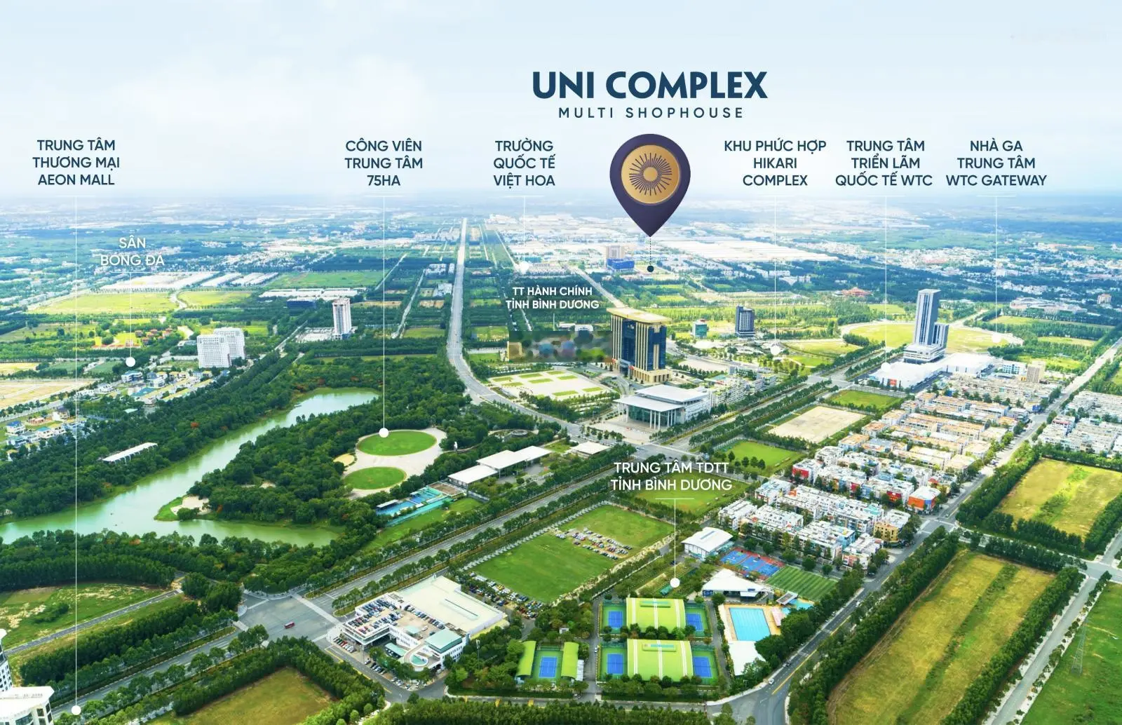 Nhà phố UNI Complex - 2 mặt tiền đường - ngay trung tâm thương mại thế giới