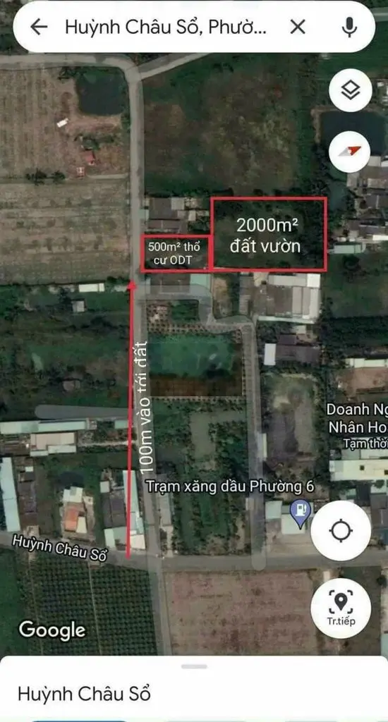 2500m2 đất mặt tiền đường xóm đình, huỳnh châu sổ p6, tp tân an