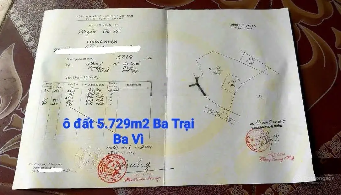 5729m2 đất biet thu vị trí đắc địa GIÁP KHU DU LỊCH SUỐI HAI, tại thôn 6, xã Ba Trại, Ba Vì, Hà Nội