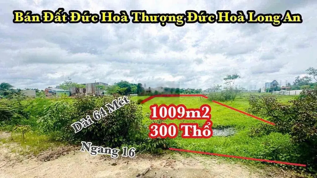 bán 1009m2 đất đường bê tông xã Đức Hoà Thượng giá chưa tới 3 tr/m