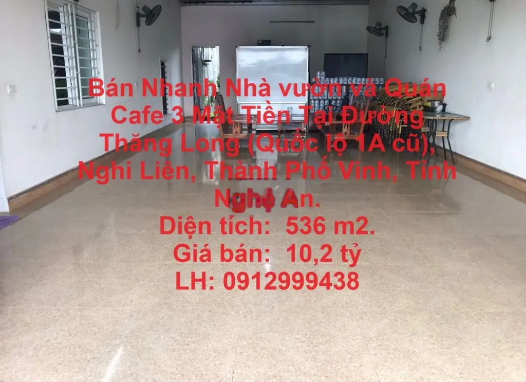 Nhà vườn Quán Cafe 3 Mặt Tiền ĐạiLộThăngLong,Nghi Liên,TP Vinh,Nghệ An