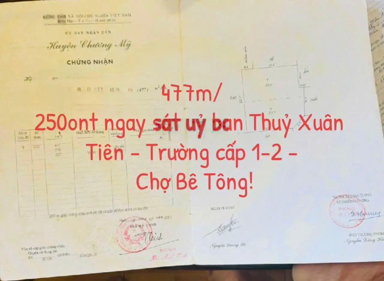 hàng chính chủ 447m có 250tc chương mỹ hà nộicần bán