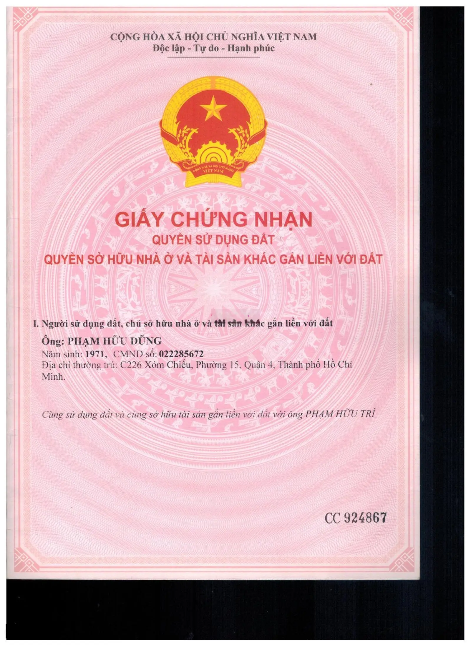 Chính chủ. Bán nhà riêng, mặt tiền đường Xóm Chiếu, P15, Q4, TPHCM, cách Coop Food 1 căn. Tiện KD.