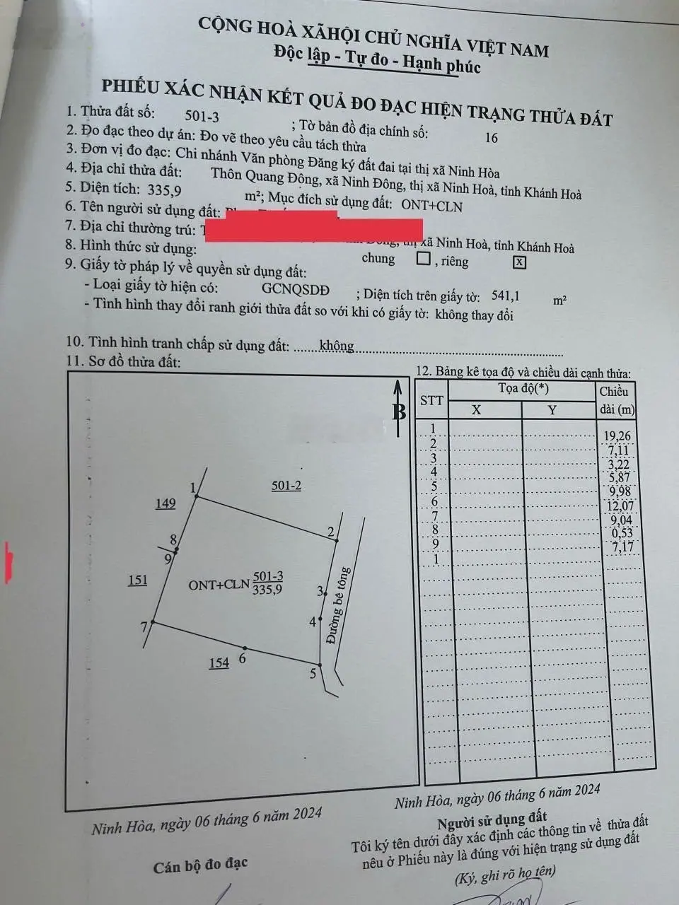 336m2 Đất thổ cư, đường bê tông cách quảng trường 2 Tháng 4 Ninh Hòa chỉ hơn 3 phút di chuyển