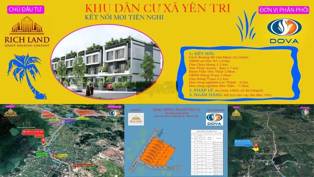 Bán lô đất nằm vị trí đắc địa tại khu công nghiệp Yên Trị, Hoà Bình. Diện tích 1145m2