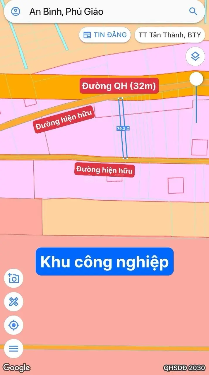 Đất 2 mặt tiền đường gần KCN tại Phú Giáo