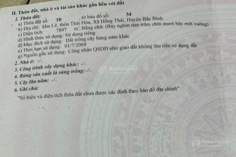 CẦN BÁN ĐẤT KHU LÊ, THÔN THÁI HÒA, XÃ HỒNG THÁI, HUYỆN BẮC BÌNH TỈNH BÌNH THUẬN