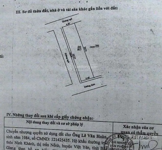 Bán lô góc tại cổng khu CN Quang Châu, Thị trấn Nếnh