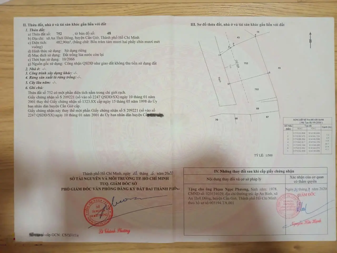 Chính chủ bán đất quy hoạch thổ cư 815m2 khu dân cư An Thới Đông huyện Cần Giờ