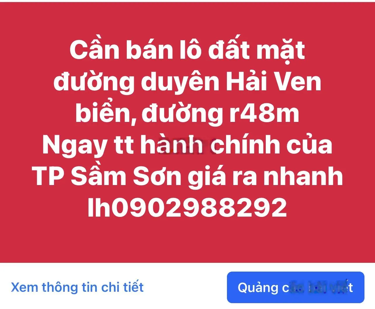 Cần bán lô đất trục Đường Duyên Hải Ven Biển Sầm Sơn- Thanh Hoá 48m