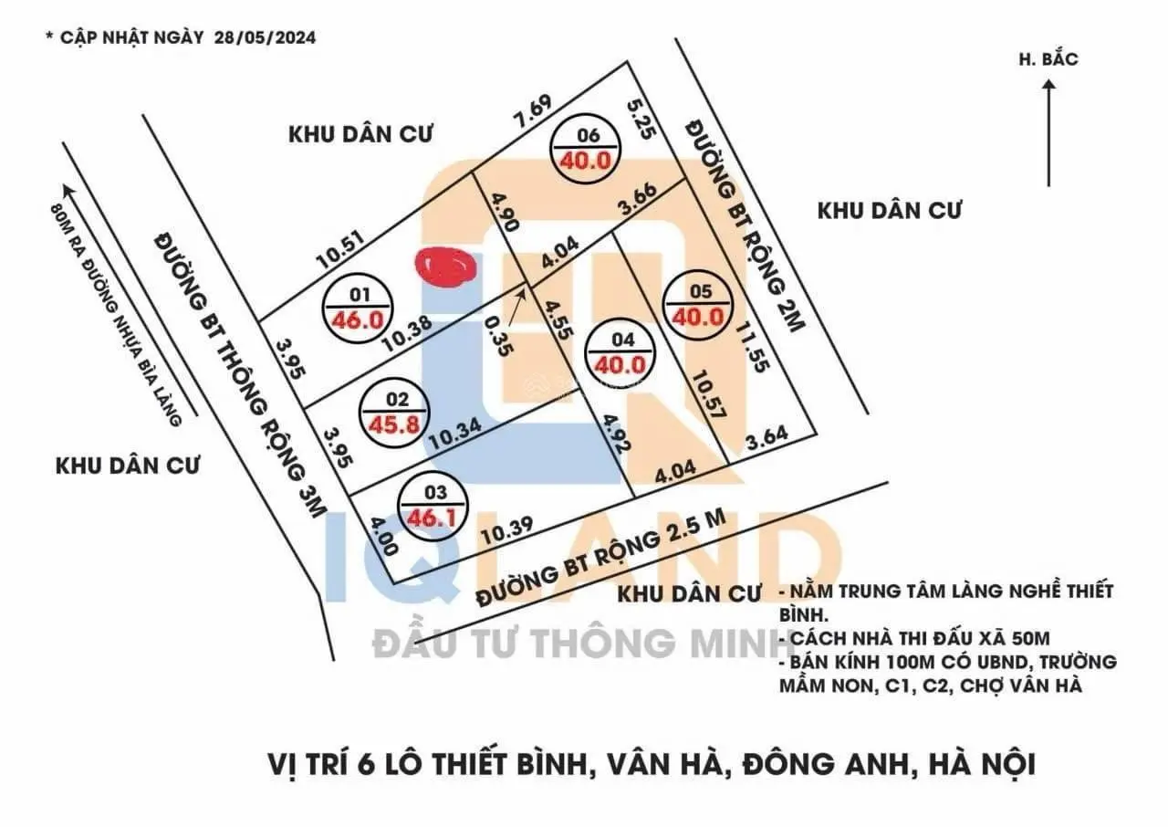 Chính chủ bán lô đất gần ngay trục phố Vân Hà