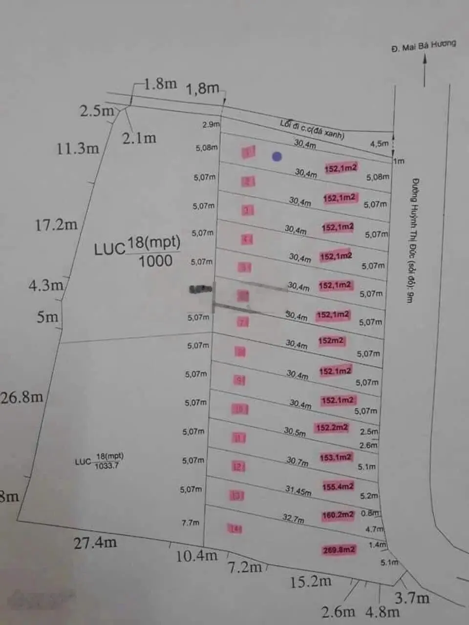 Bán đất thổ mặt tiền đường Huỳnh Thị Đức ở Phường 5, TP Tân An, Long An, diện tích: 5 x 30m