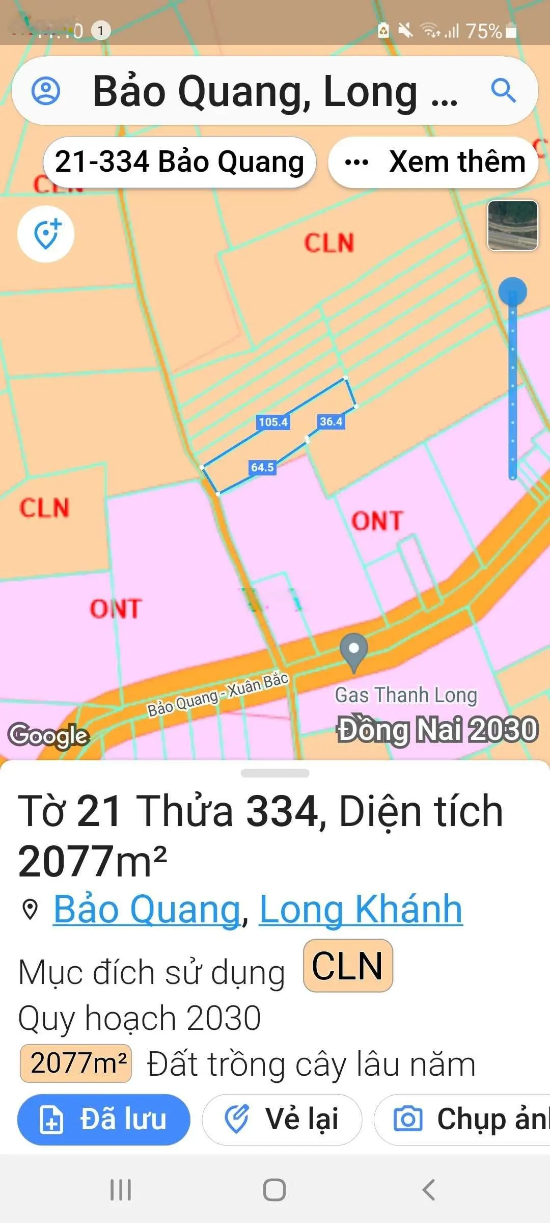 Bán lô đất TCLN 2077 m2, Đ. Bảo Quang Xuân Bắc, Ấp 18 Gia Đình, Xã Bảo Quang, Long Khánh, Đồng Nai