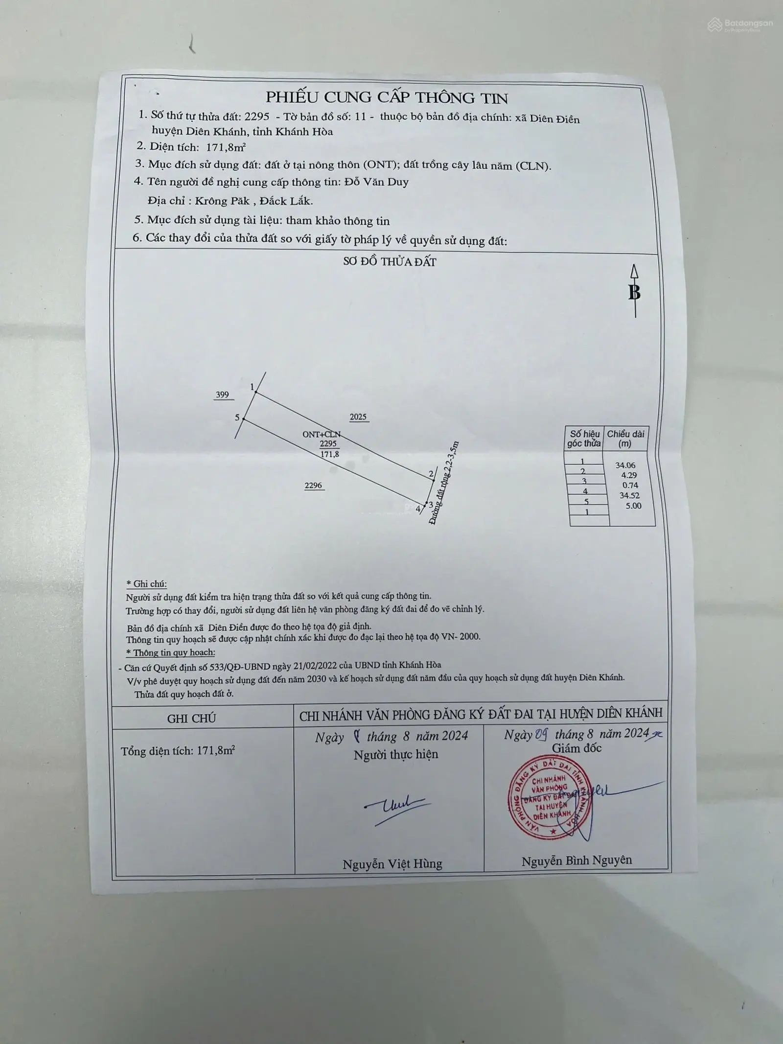 Bán nhà 172m2: Hẻm 6 - Cầu Mương Liêu - Diên Điền - Diên Khánh - Khánh Hoà. Đường oto. Giá 1.390 tỷ