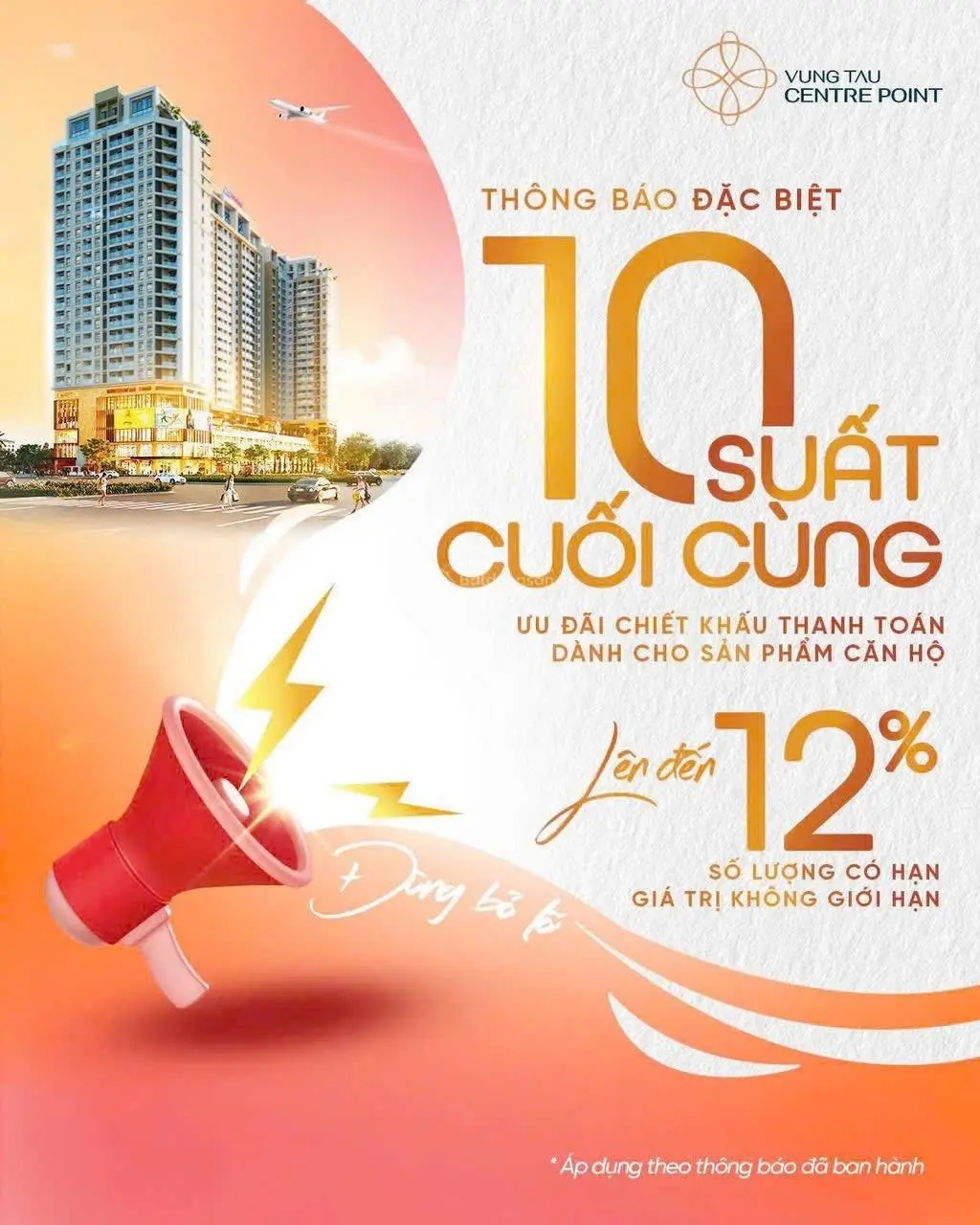 10 suất cuối chiết khấu lên đến 20% Vung Tau Centre Point, căn hộ 3,5 tỷ, 84m2, 2PN, 2WC 0908 991 ***