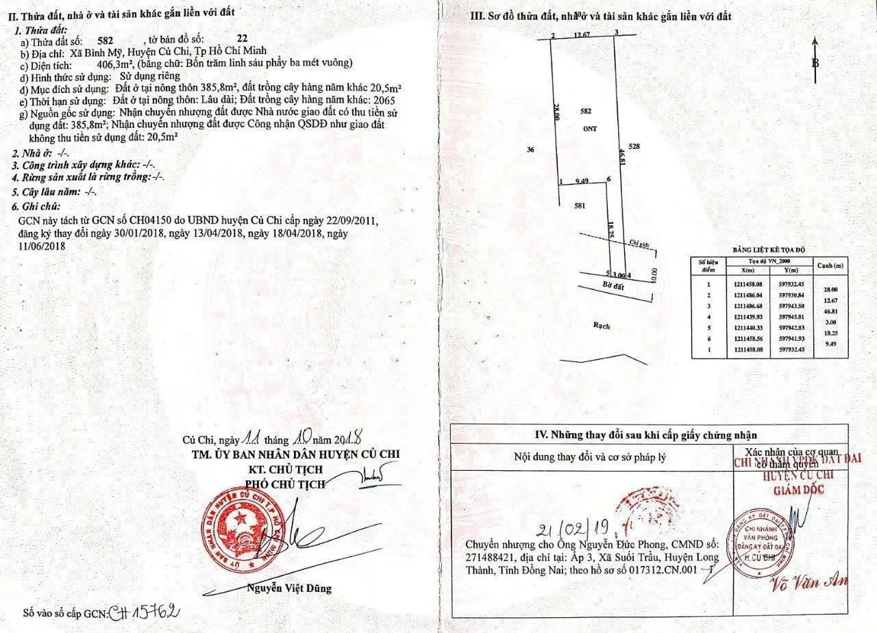 Bán đất 1/ hà duy phiên, xã bình mỹ, củ chỉ hcm diện tích 570 m2, giá 30tr/m2