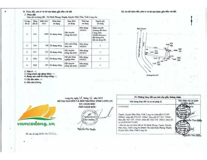 Bán 2686m2 đất nông nghiệp (28.6x100) MT nhựa Trần Văn Trà (TT Bình Phong Thạnh) Giá 3,5 tỷ đồng