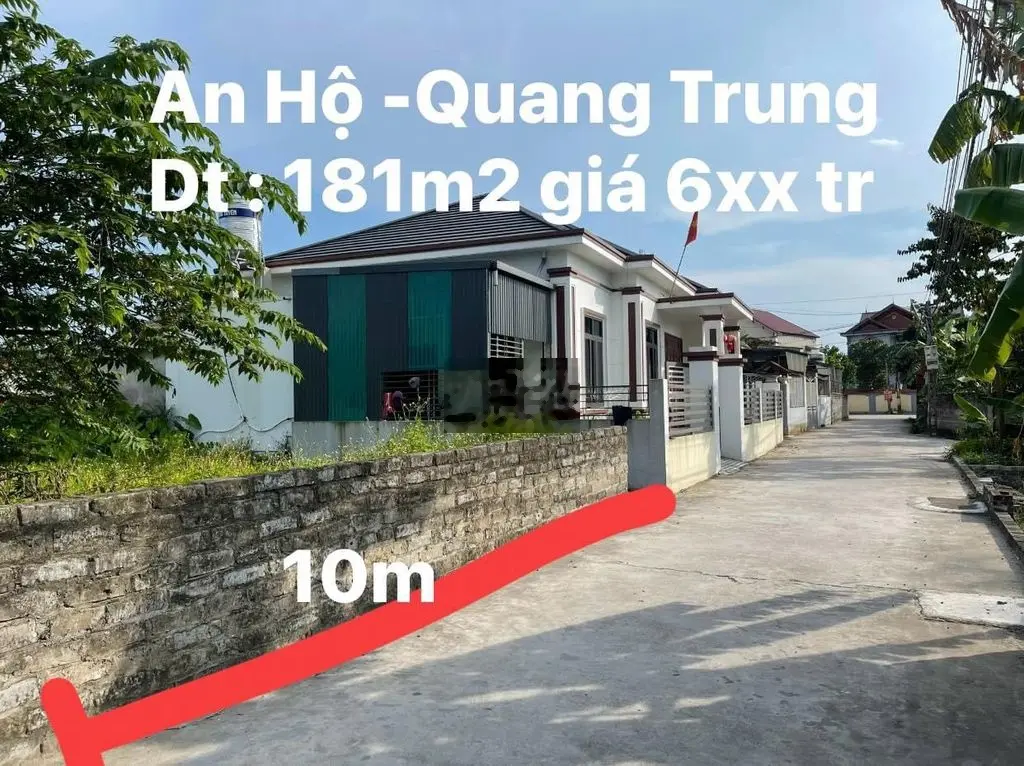 bán 10m mặt tiền đất An Hộ xã Quang trung giá 6xx tr