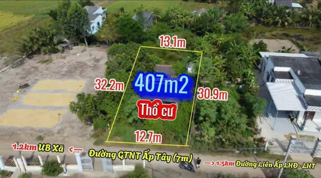 407m2 thổ cư 12.7x32 nở hậu 13.1m giá 3tr/m2