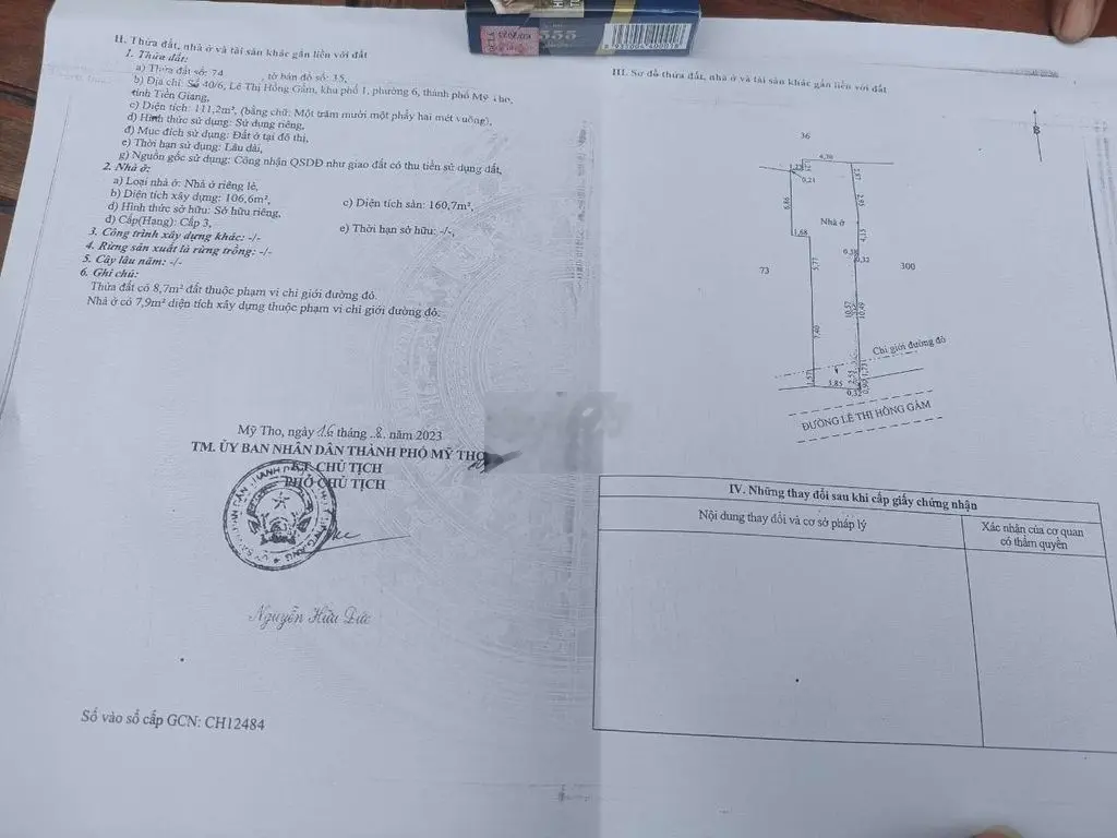 - Bán 1 căn Nhà Cấp 4 Mặt Tiền Lê Thị Hồng Gấm Thuộc Phường 6 TP Mỹ Th