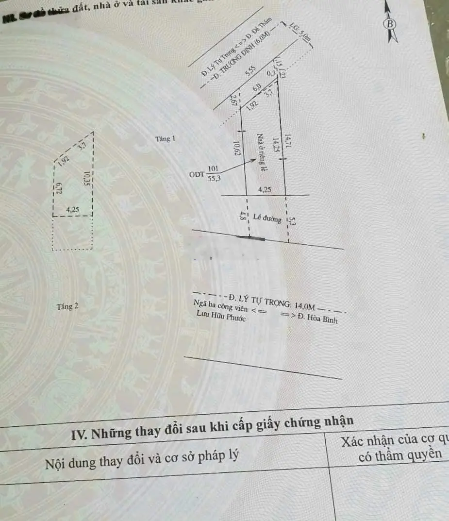 Bán nhà 2 mặt tiền đường Lý Tự Trọng với đường Trương Định (đối diện công viên Lưu Hữu Phước)