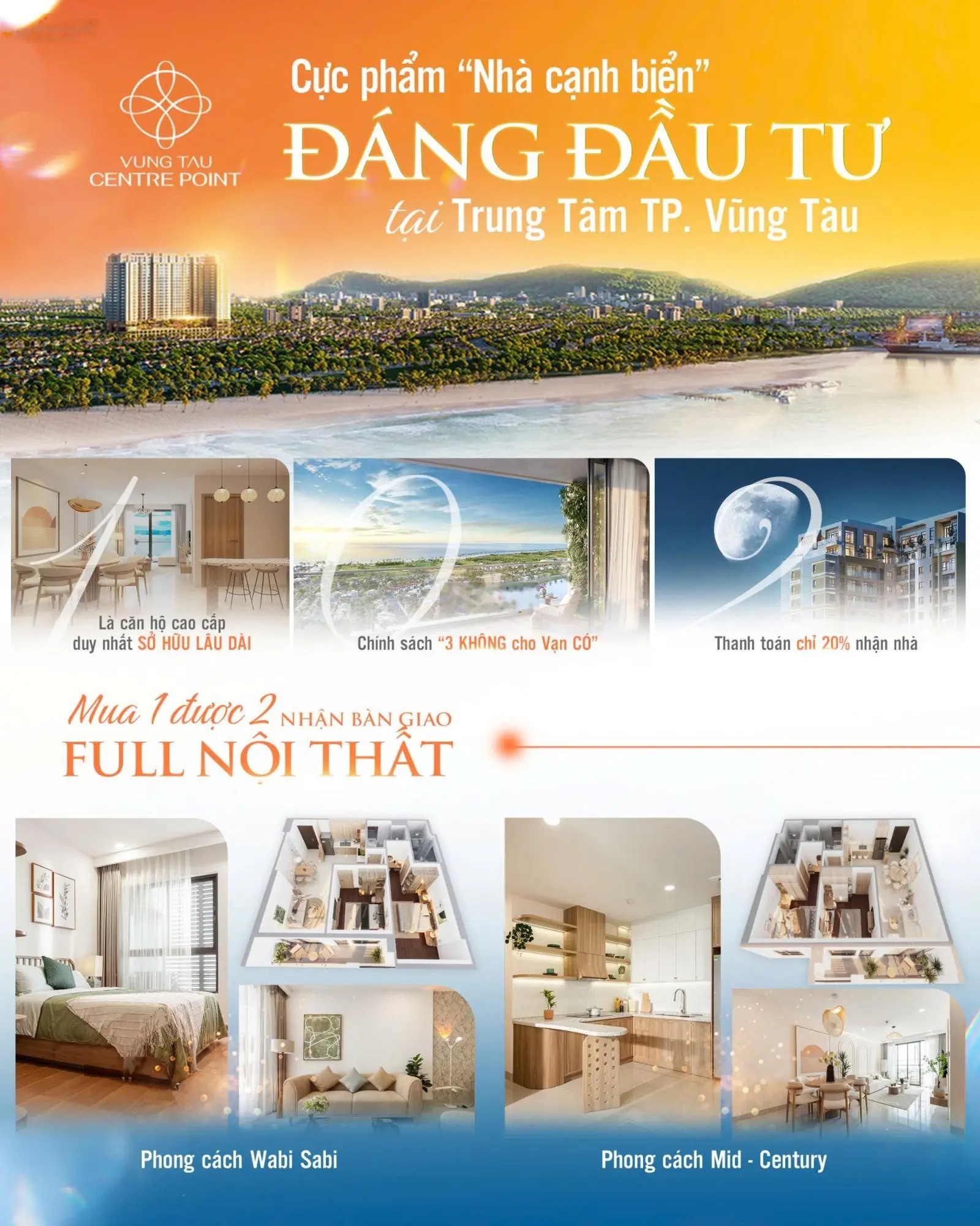 Dự án Vũng Tàu Centre Point Vũng Tàu căn B.20-16 giá CĐT view biển Đông Nam. LH 0932 720 ***