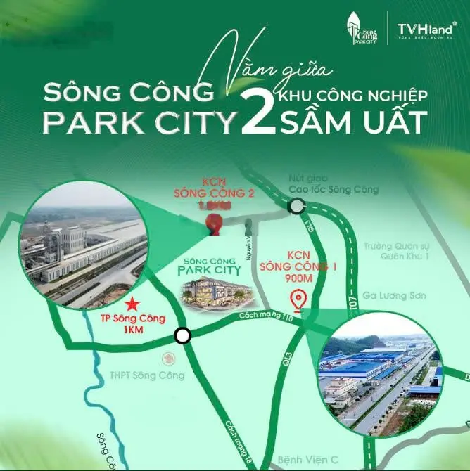 Bán lô đất nền sổ đỏ sang tên giá 15tr/m2, giá rẻ nhất dự án Sông Công Park City