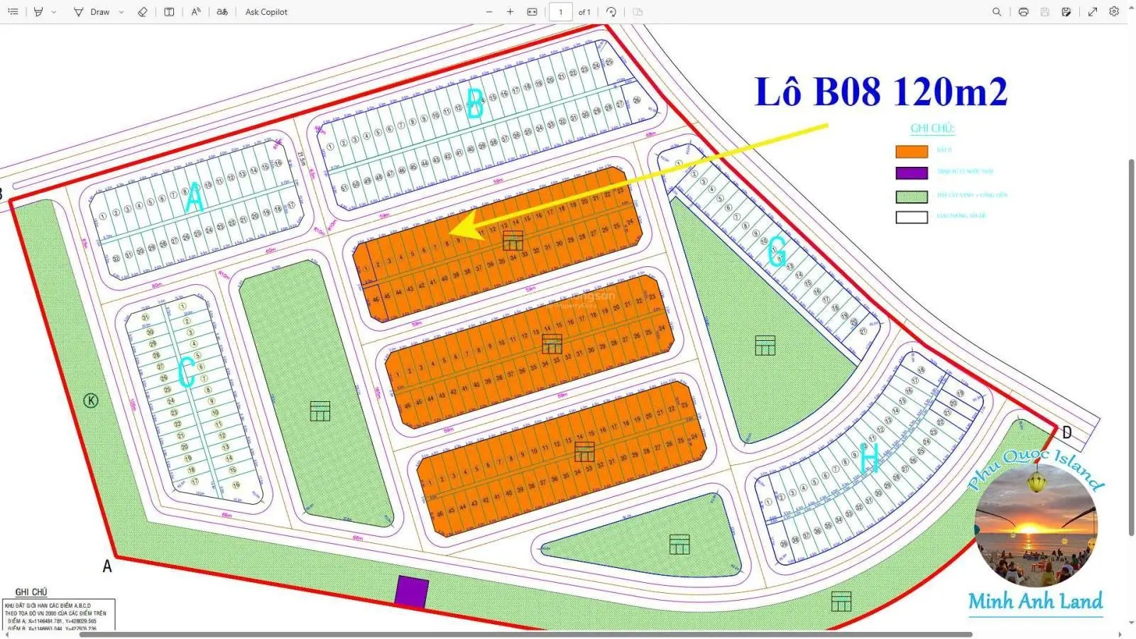 Bán lô 120m2 trục đường chính - khu tái định cư Gành Dầu. Ngay cạnh siêu quần thể Vin, giá quá tốt